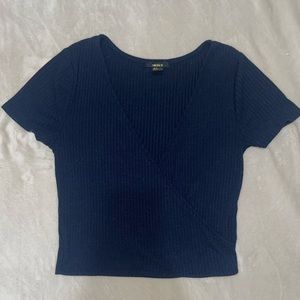 Forever 21 Dark Blue Ribbed Crop Top
